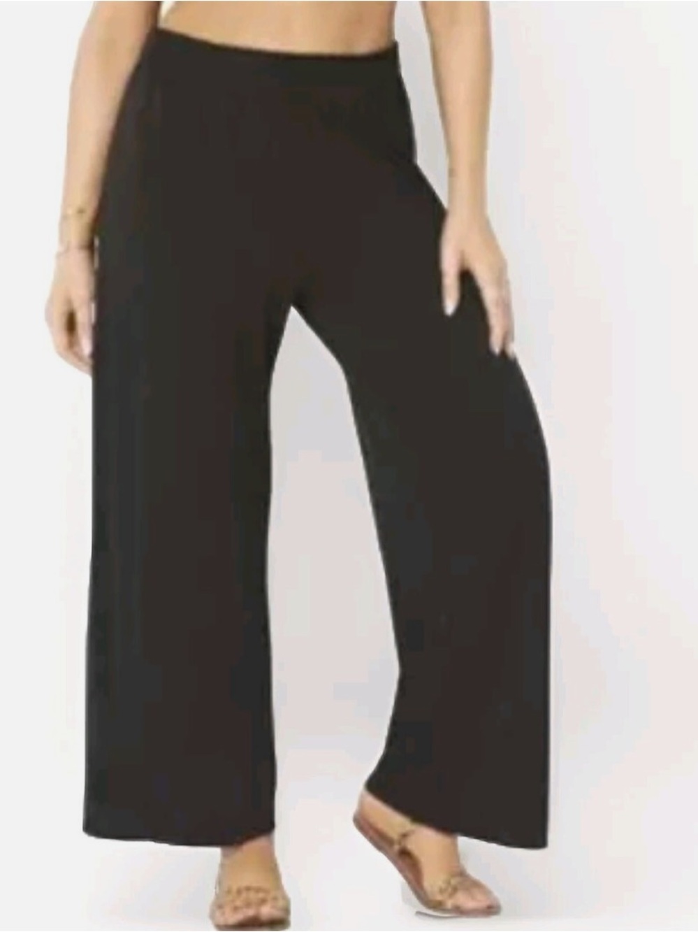 Swimsuits For All Black Wide Leg Lounge Pants Plus Size 34/36 Stretch Beach